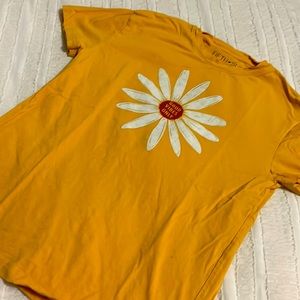 Good vibes golden yellow tee.